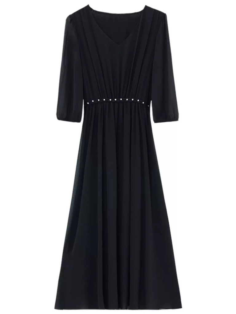 Plus Size Korean Chiffon Black Dress – Pluspreorder