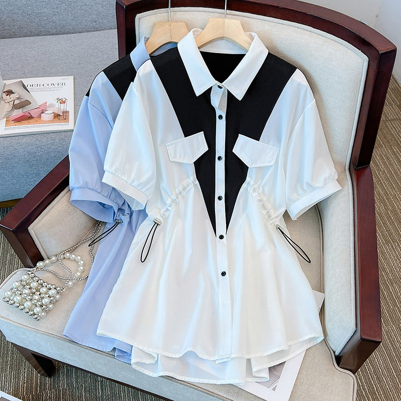 Plus Size Colourblock Tunic Shirt Blouse