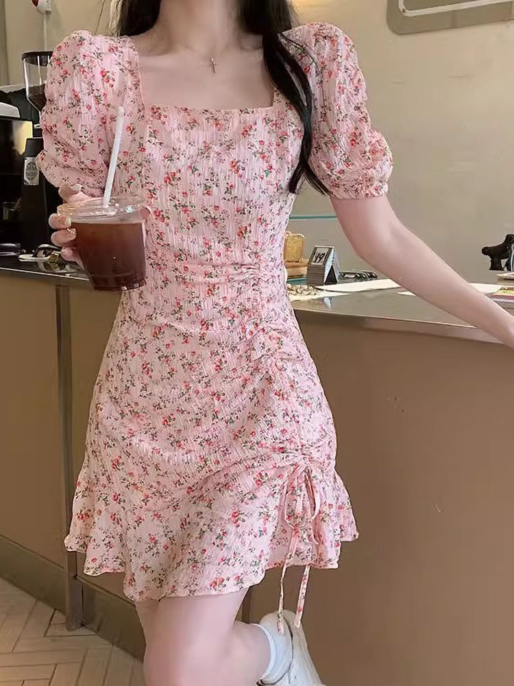 Plus Size Ditsy Floral Pink Square Neck Bodycon Dress – Pluspreorder