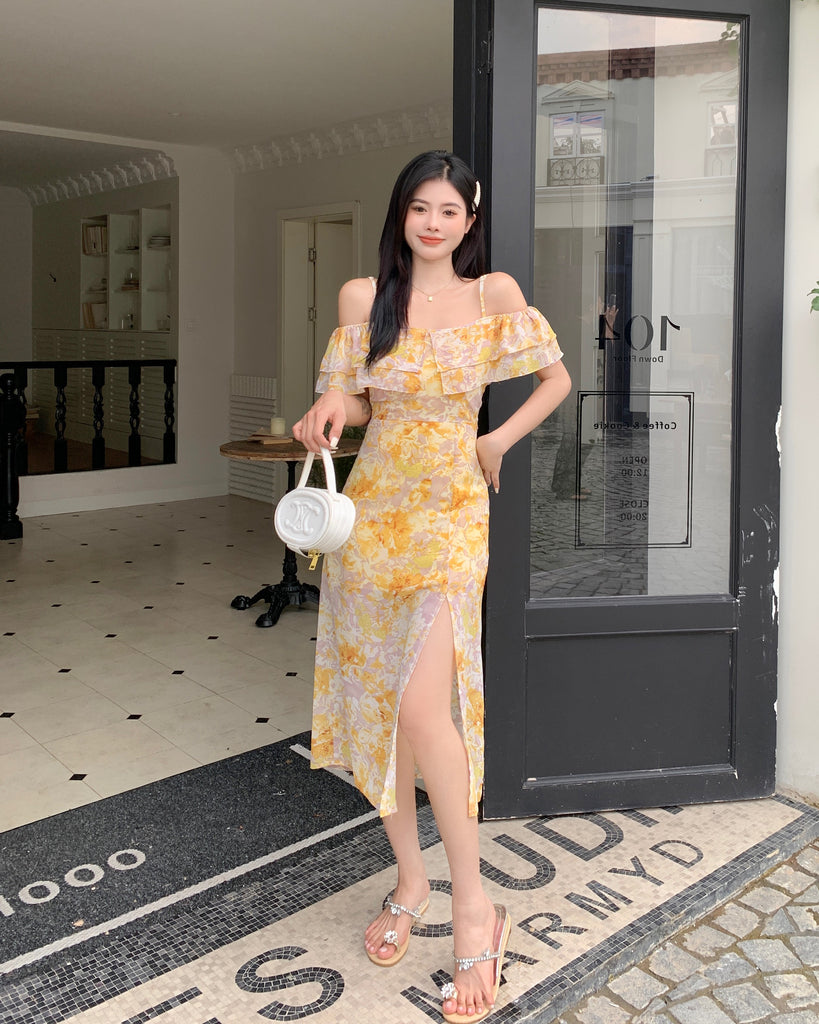 Plus Size Korean Yellow Off Shoulder Pencil Dress – Pluspreorder