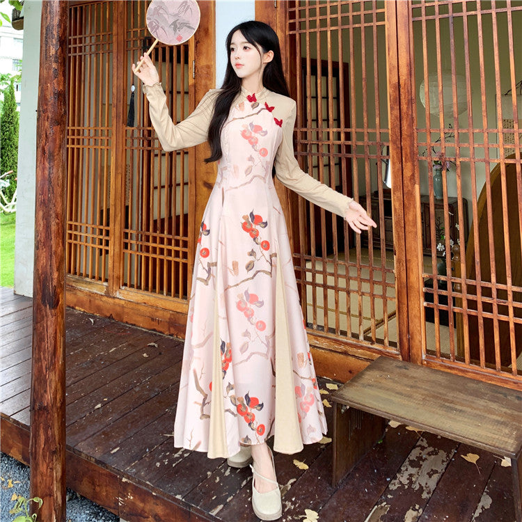 Plus Size Floral Modern Long Sleeve Dress Cheongsam Qipao Pluspreorder Plus Size Floral Modern Long Sleeve Dress Cheongsam Qipao Pluspreorder