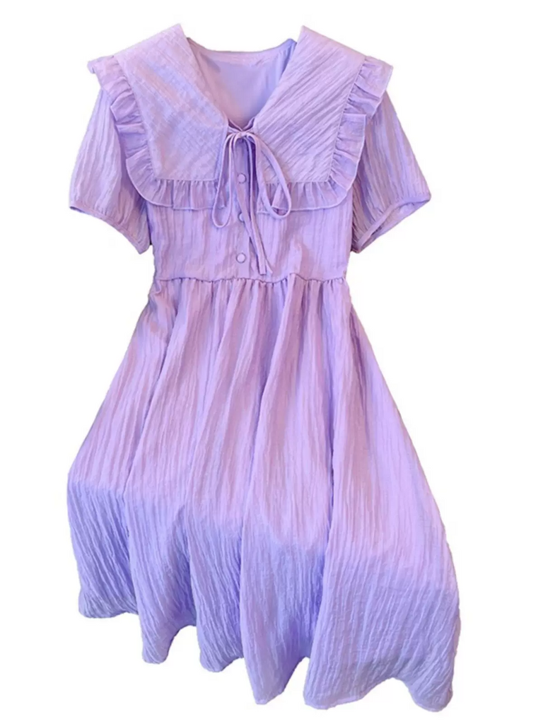 Plus Size Korean Purple Collar Dress – Pluspreorder
