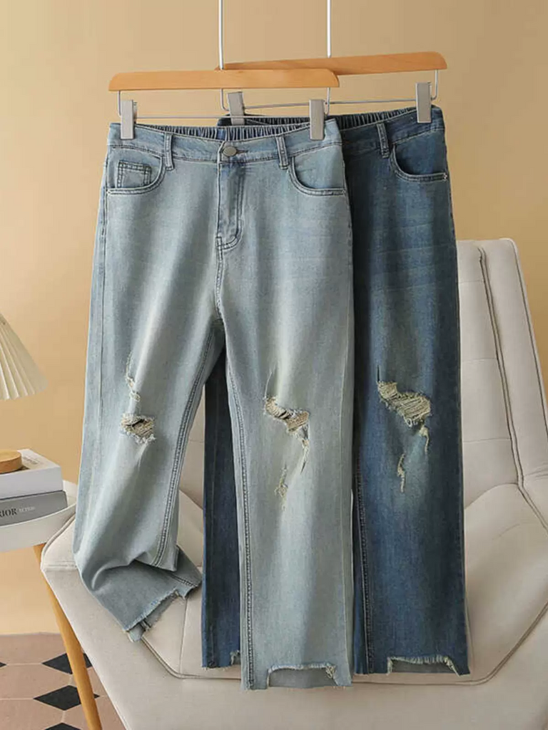 Plus Size Korean Ripped Jeans – Pluspreorder
