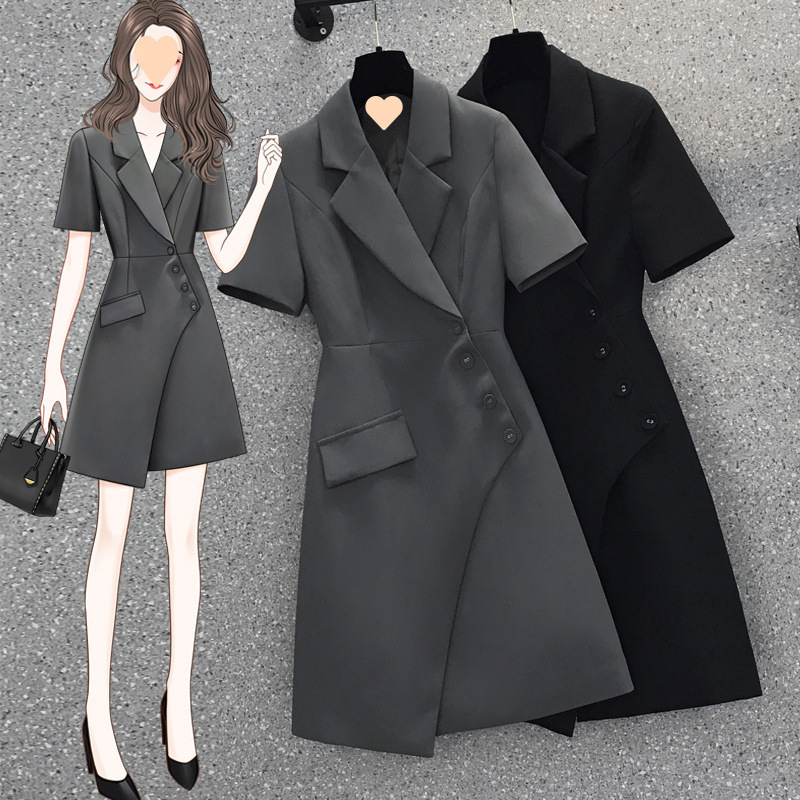 Plus Size Korean Short Sleeve Blazer Dress