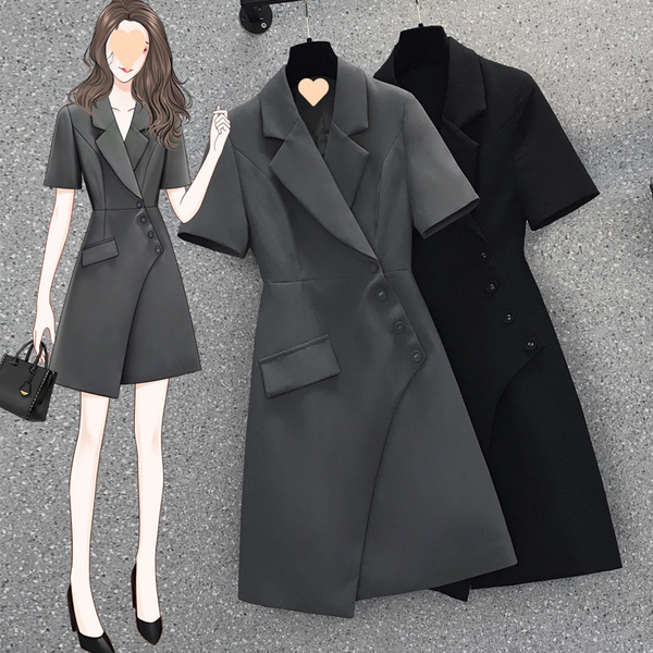 Plus Size Korean Short Sleeve Blazer Dress
