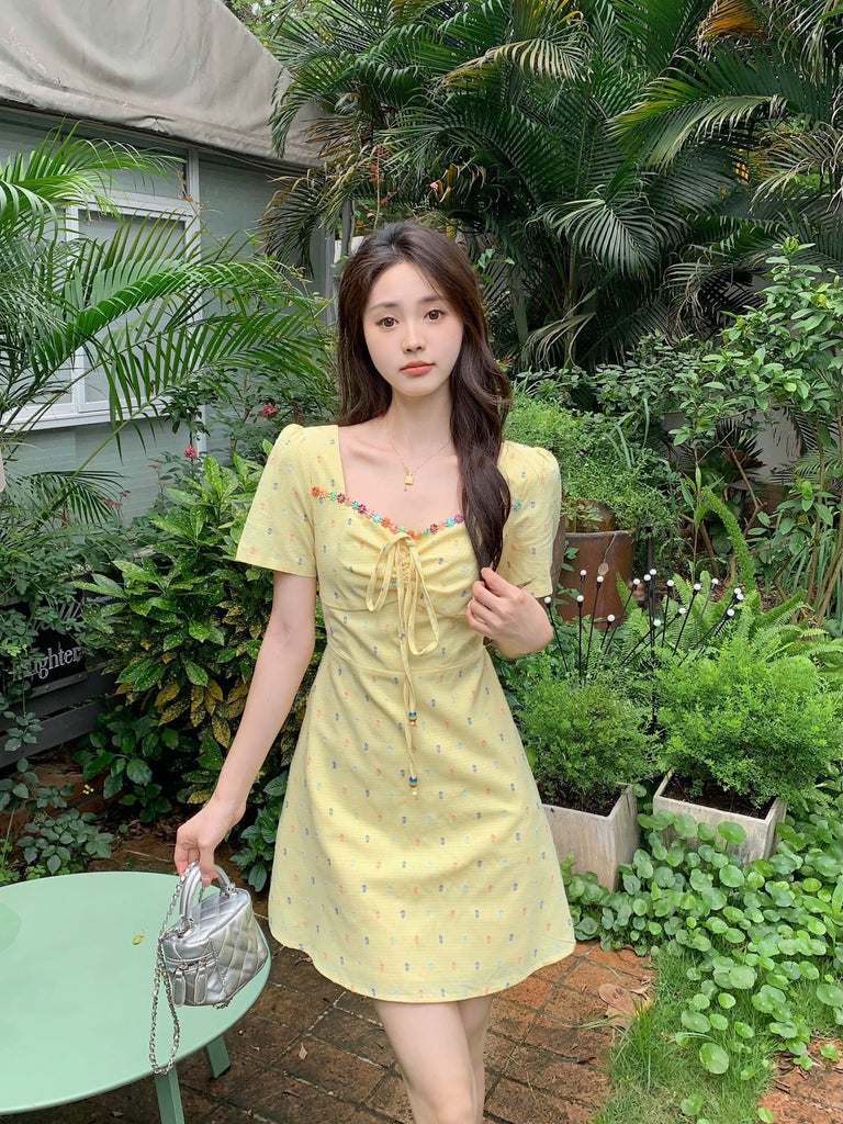 Kpop Short Dress Plus Size Pastel Yellow Korean Short Sleeve Dress Pluspreorder Kpop Short Dress Plus Size Pastel Yellow Korean Short Sleeve Dress Pluspreorder