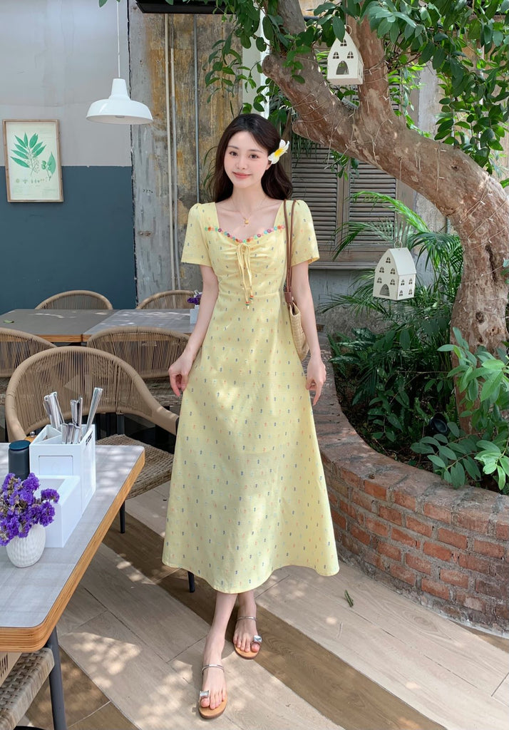 Plus Size Pastel Yellow Korean Short Sleeve Dress – Pluspreorder