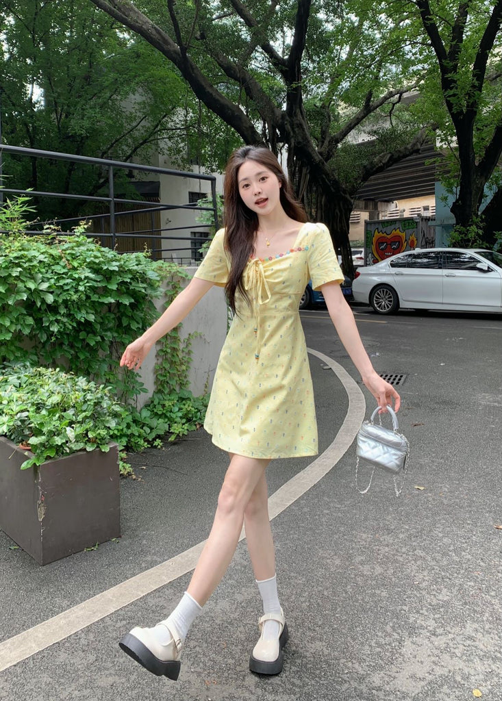 dress in korean style Plus Size Pastel Yellow Korean Short Sleeve Dress Pluspreorder dress in korean style Plus Size Pastel Yellow Korean Short Sleeve Dress Pluspreorder