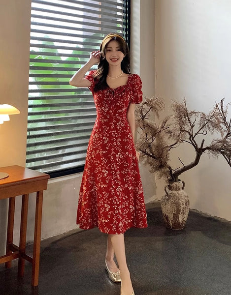 midi milkmaid dress plus size Plus Size Red Floral Milkmaid Bustier Midi Dress – Pluspreorder