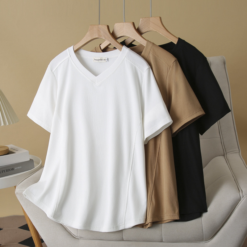 Plus Size Korean V Neck Tee