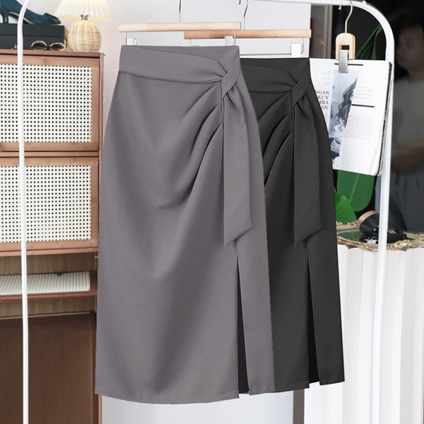 Plus Size Korean Wrap Tie Pencil Skirt