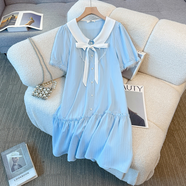 Plus Size Light Blue Lolita Shirt Dress (EXTRA BIG SIZE)