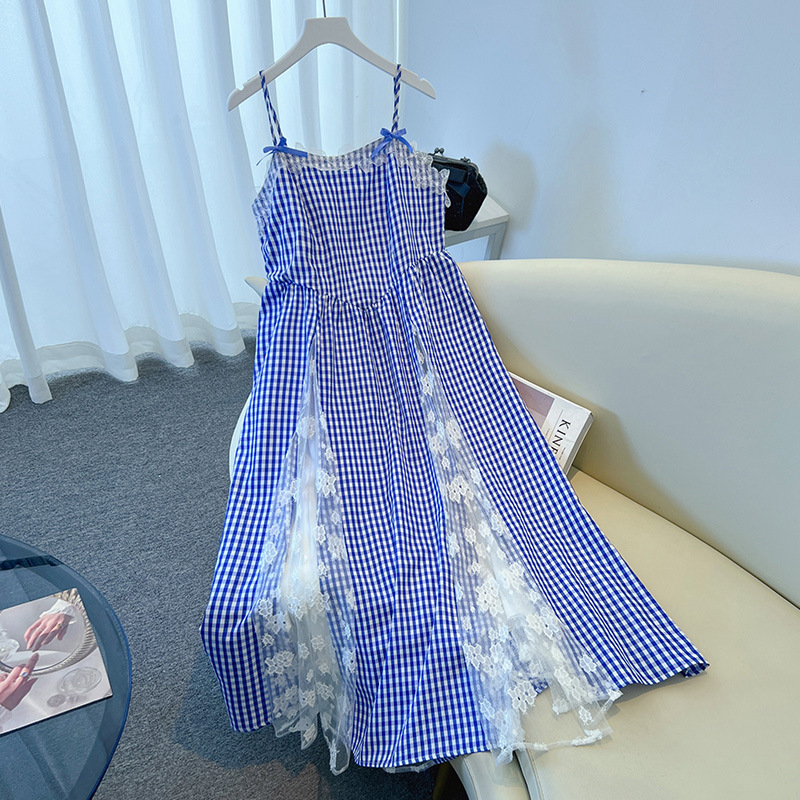 Plus Size Lolita Blue Gingham Dress And White Cardigan Set (EXTRA BIG)