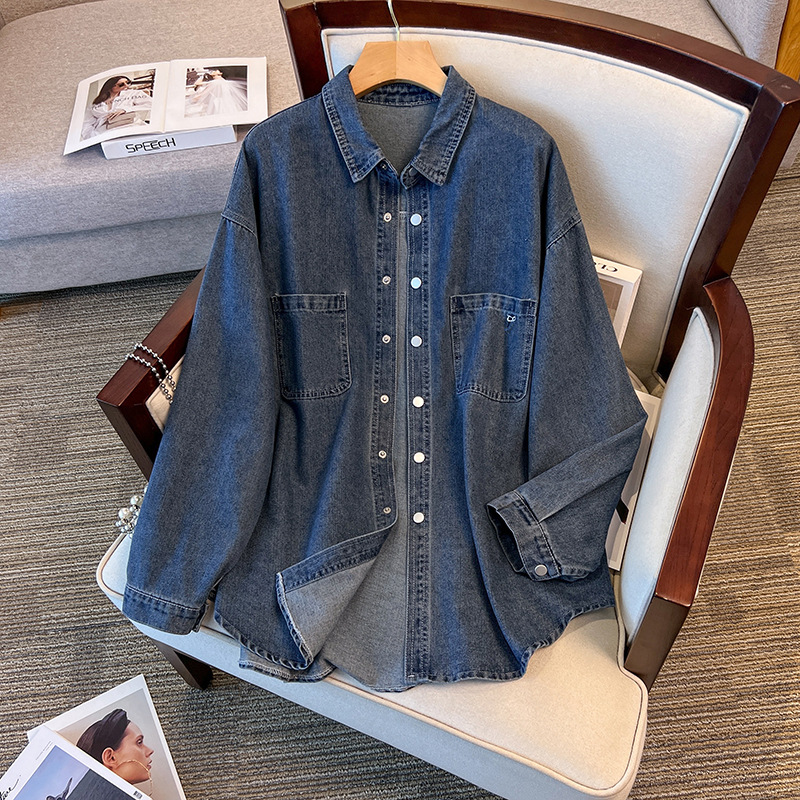 Plus Size Long Sleeve Denim Shirt (EXTRA BIG SIZE)