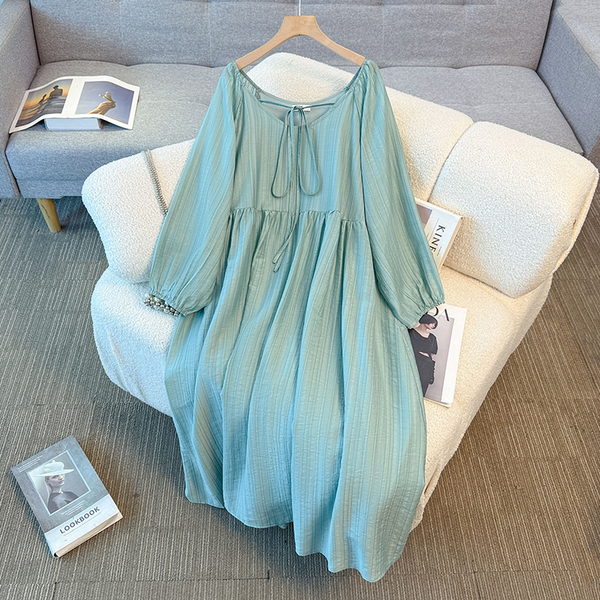 Plus Size Loose Long Sleeve Babydoll Dress (EXTRA BIG SIZE)
