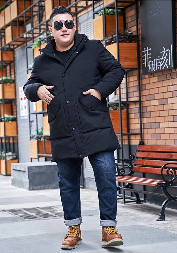 Plus Size Men’s Tunic Mid Length Down Winter Jacket