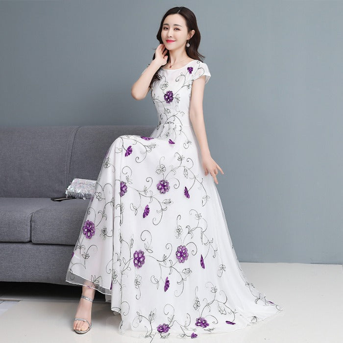 S-3XL) Plus Size Floral Embroidery Dressy Midi Maxi Dress – Pluspreorder