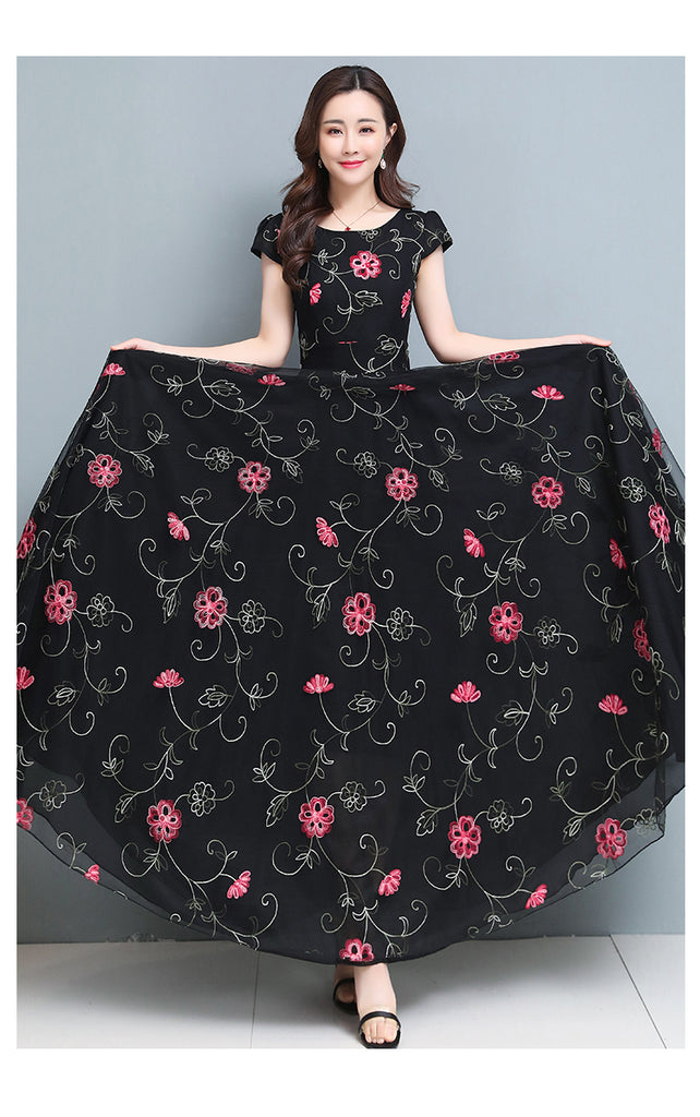 S-3XL) Plus Size Floral Embroidery Dressy Midi Maxi Dress Pluspreorder S-3XL) Plus Size Floral Embroidery Dressy Midi Maxi Dress Pluspreorder