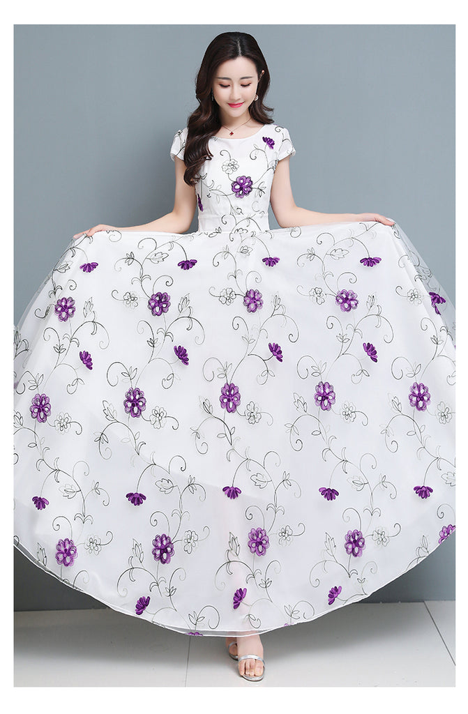 S-3XL) Plus Size Floral Embroidery Dressy Midi Maxi Dress – Pluspreorder