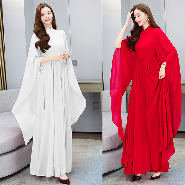 (M-4XL) Plus Size Cheongsam Chinese Collar Gown