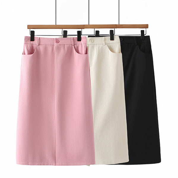 Plus Size Midi Skirt With Pockets