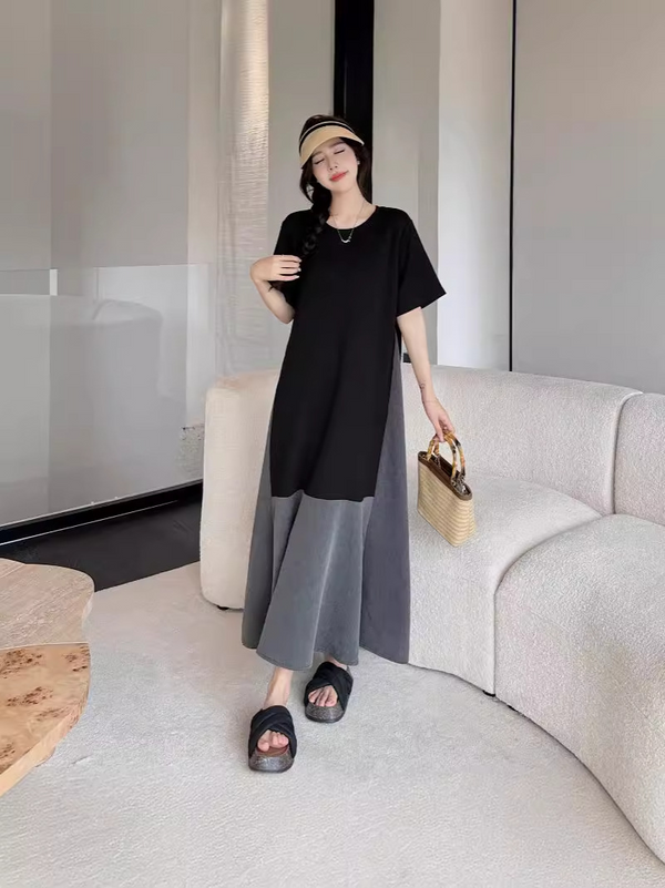 Plus Size Minimalist Grey Hem Dress