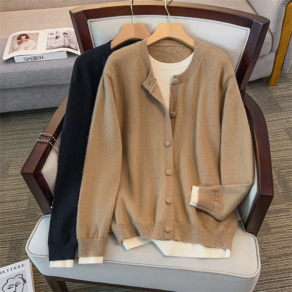 Plus Size Mock 2 Piece Cardigan Sweater (Extra Big Size)