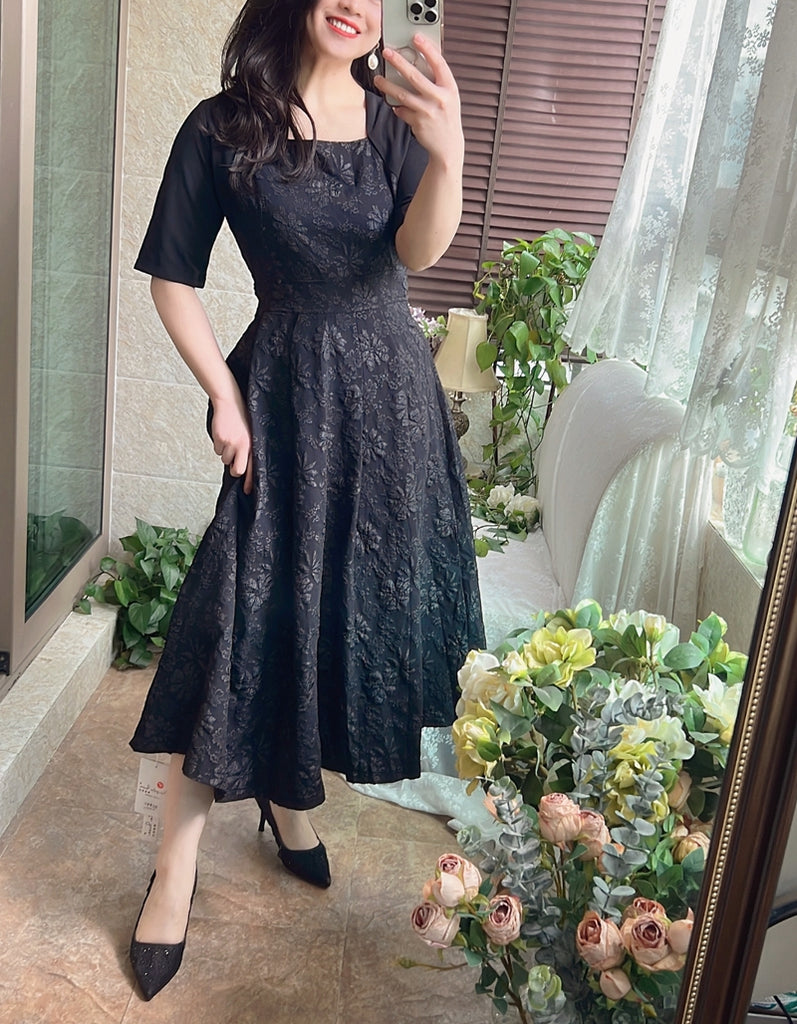 Plus Size Mock Short Cardigan Jacquard Dress – Pluspreorder