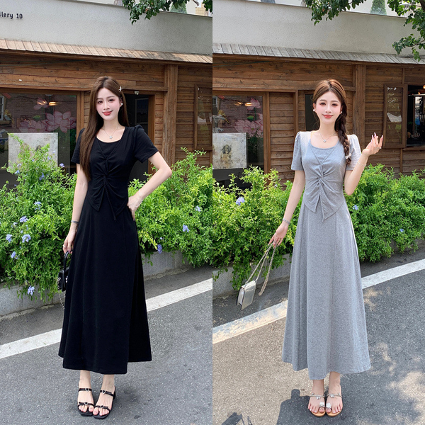 Plus Size Mock Vest T Shirt Dress