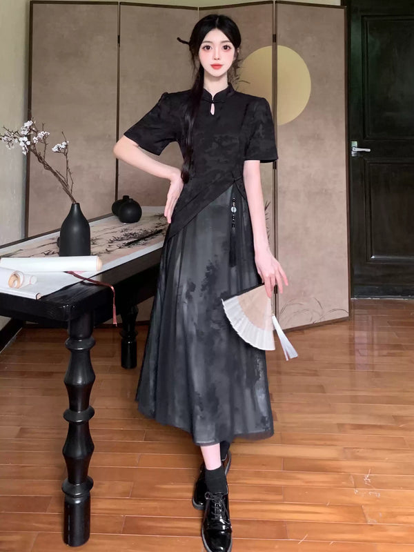 Plus Size Modern Black Qipao