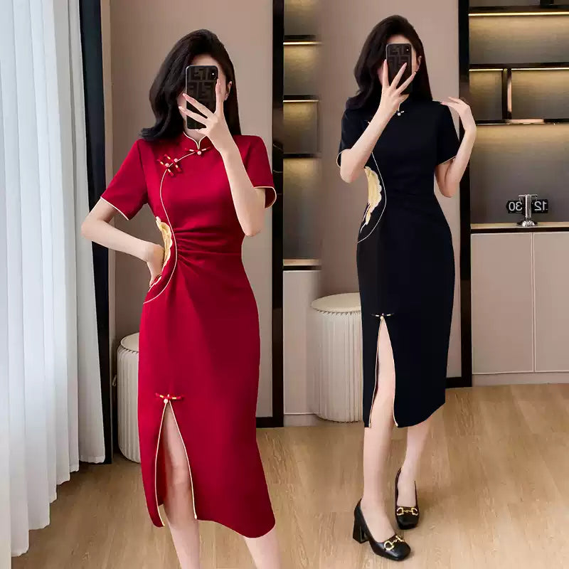 Plus Size Modern Slimming Short Sleeve Qipao Dress