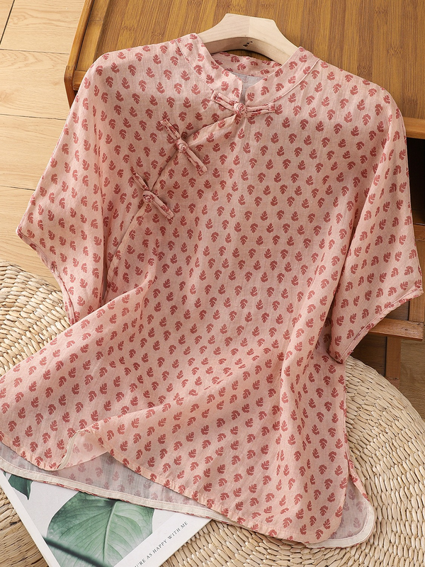 Plus Size Modern Qipao Short Sleeve Top