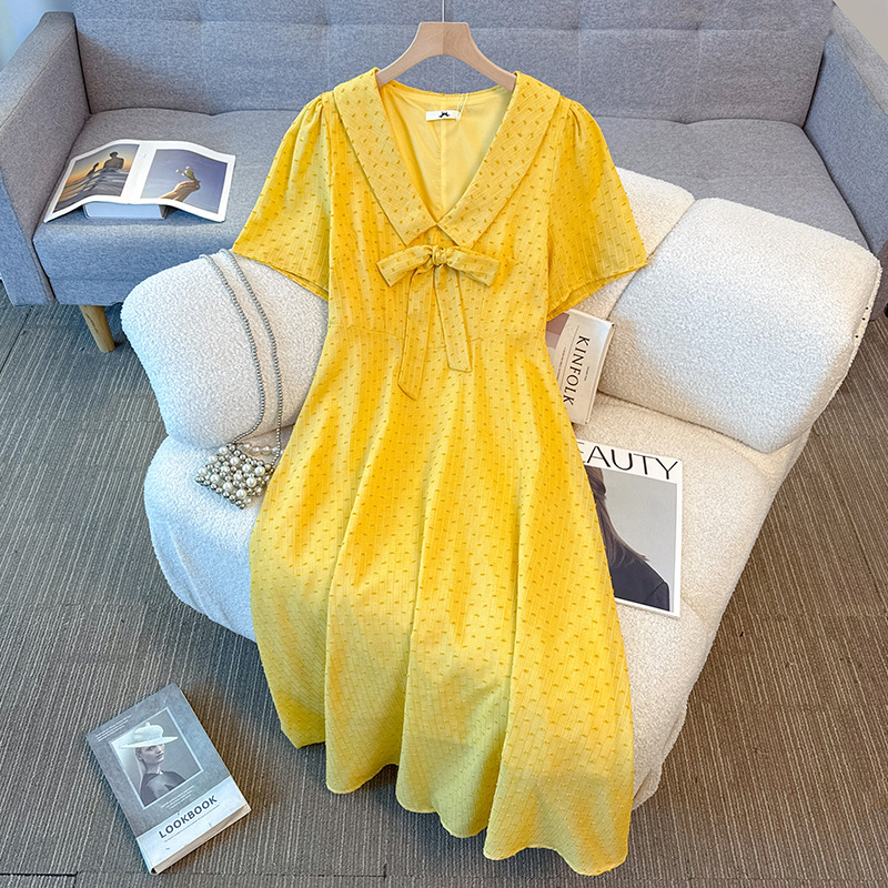 Plus Size Mustard Yellow Preppy Shirt Dress (Extra Big Size)