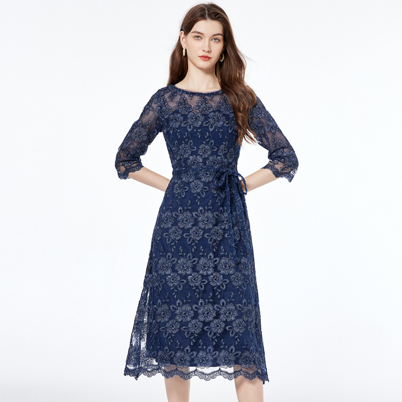 Plus Size Navy Lace Wedding Guest Dress