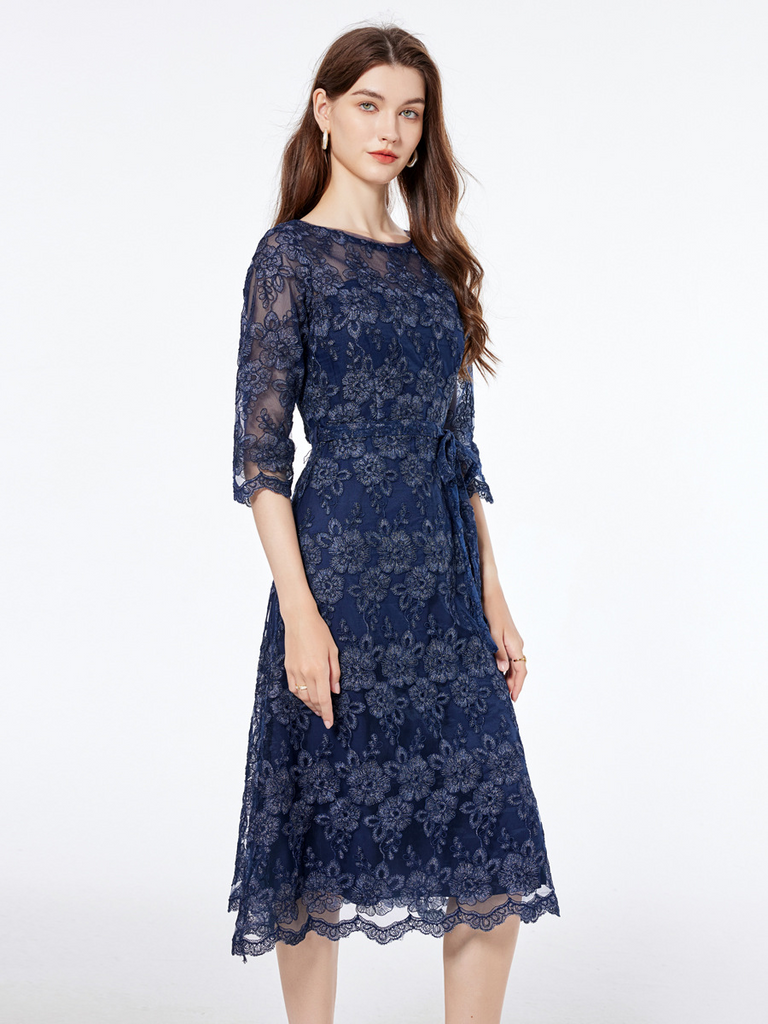 Plus Size Navy Lace Wedding Guest Dress – Pluspreorder