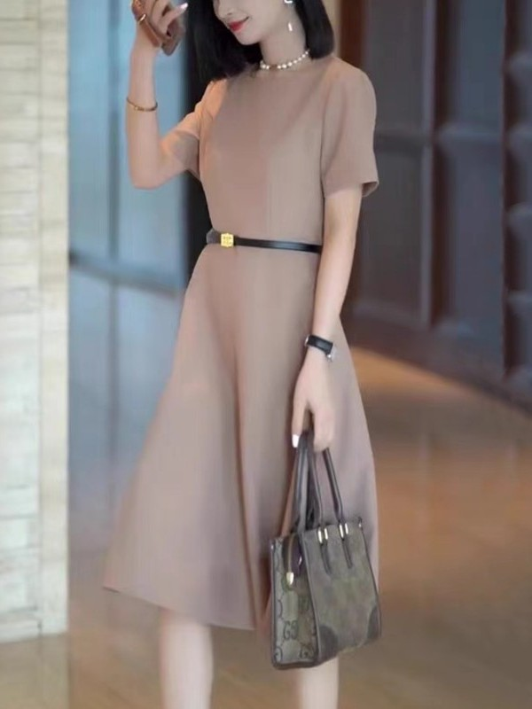 Plus Size Office Round Neck A Line Dress  Pluspreorder