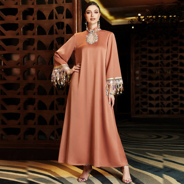 Plus Size Orange Luxury Evening Abaya