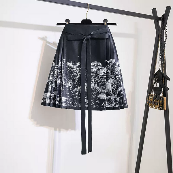 Plus Size Oriental Pleat Chinese Skirt