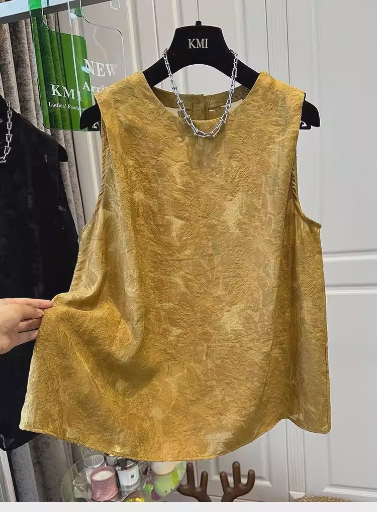 Plus Size Oriental Classy Sleeveless Blouse (EXTRA BIG SIZE)