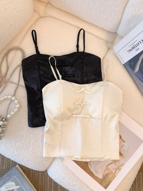 Plus Size Padded Cheongsam Sweetheart Bralette Crop Top