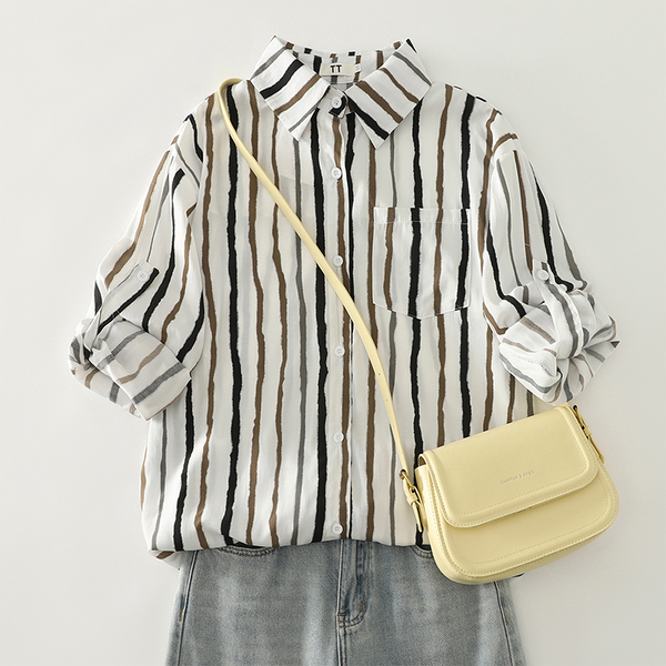Plus Size Painbrush Stripes Shirt