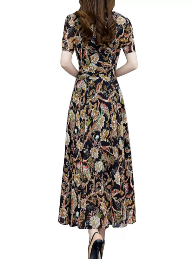 Plus Size Paisley Chiffon Midi Dress – Pluspreorder