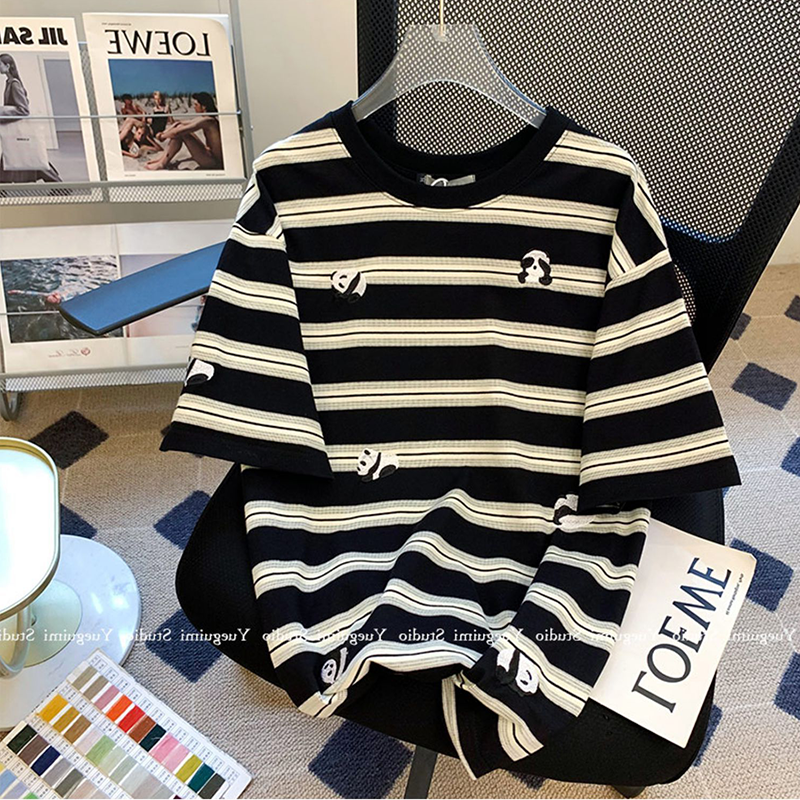 Plus Size Panda Bear Stripes T Shirt (EXTRA BIG SIZE)