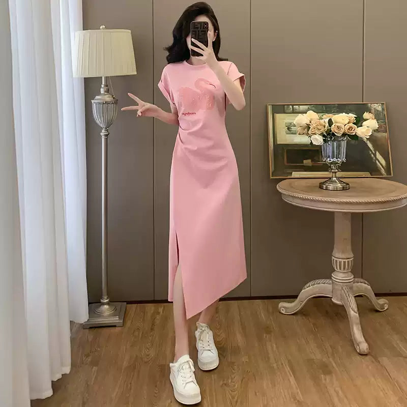 Plus Size Light Pink T Shirt Dress – Pluspreorder