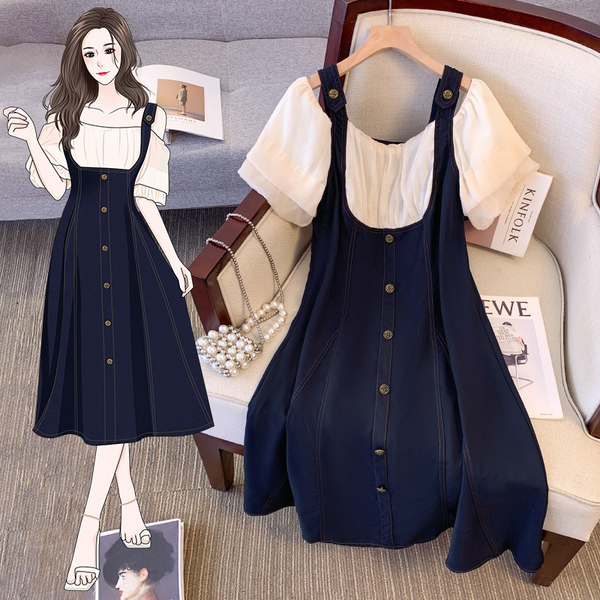 Plus Size Pinafore Layer Dress