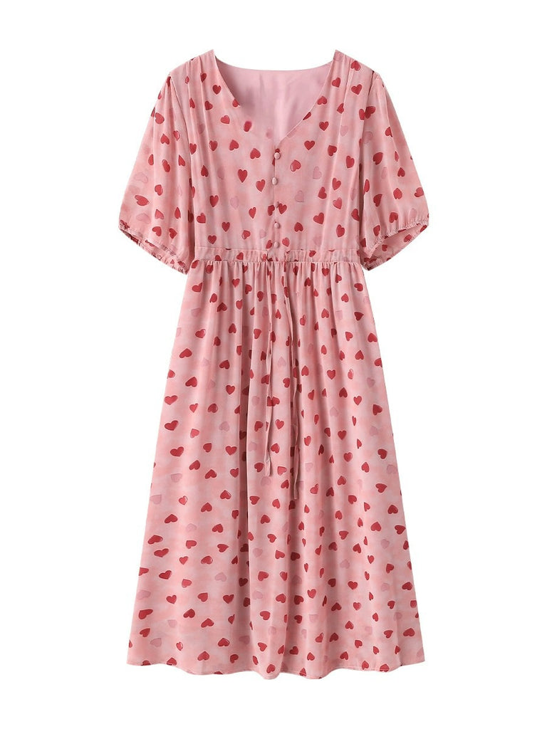 heart print midi dress Plus Size Midi Dress – Pink Heart Print Tie Waist (EXTRA BIG SIZE) –  Pluspreorder