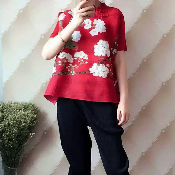 Plus Size Pleat Qipao Blouse