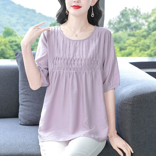Plus Size Pleats A Line Tunic Blouse