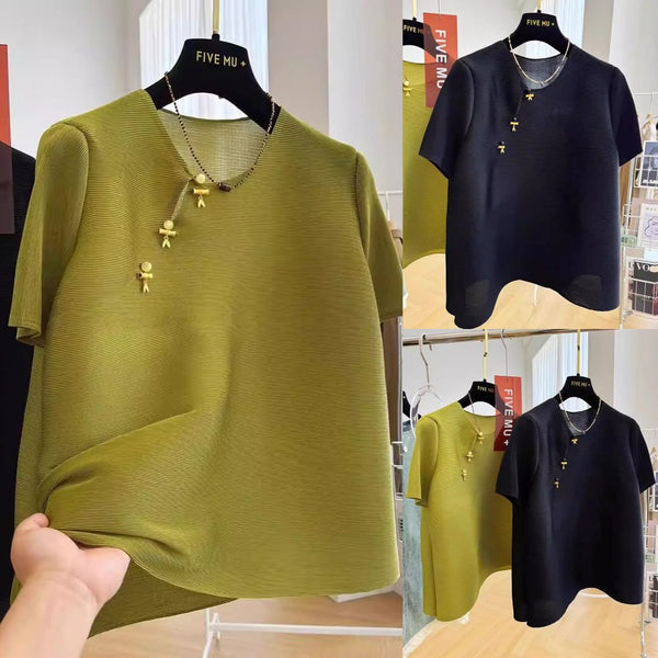 Plus Size Modern Pleated Oriental Blouse (EXTRA BIG SIZE)