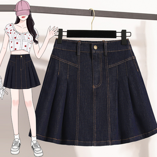 Plus Size Pleats Short Mini Skorts